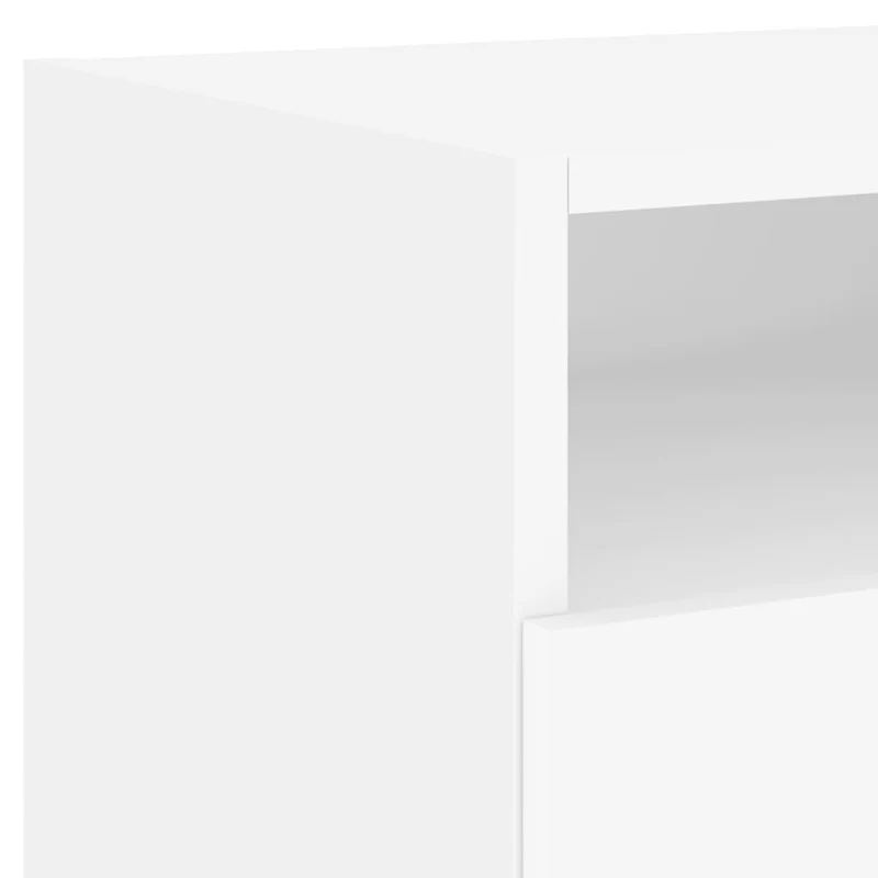 Table de chevet avec lumières LED avec tiroir 40 x 39 x 37 cm bois d'ingénierie blanc DEC033169