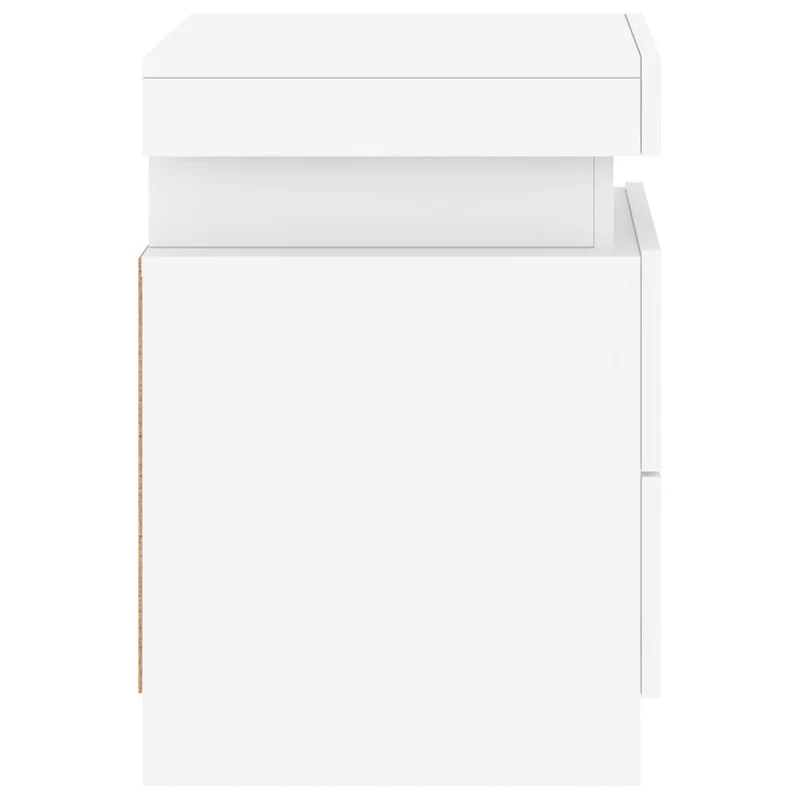Table de chevet avec lumières LED et 2 tiroirs 35 x 39 x 55 cm bois d'ingénierie blanc DEC033168