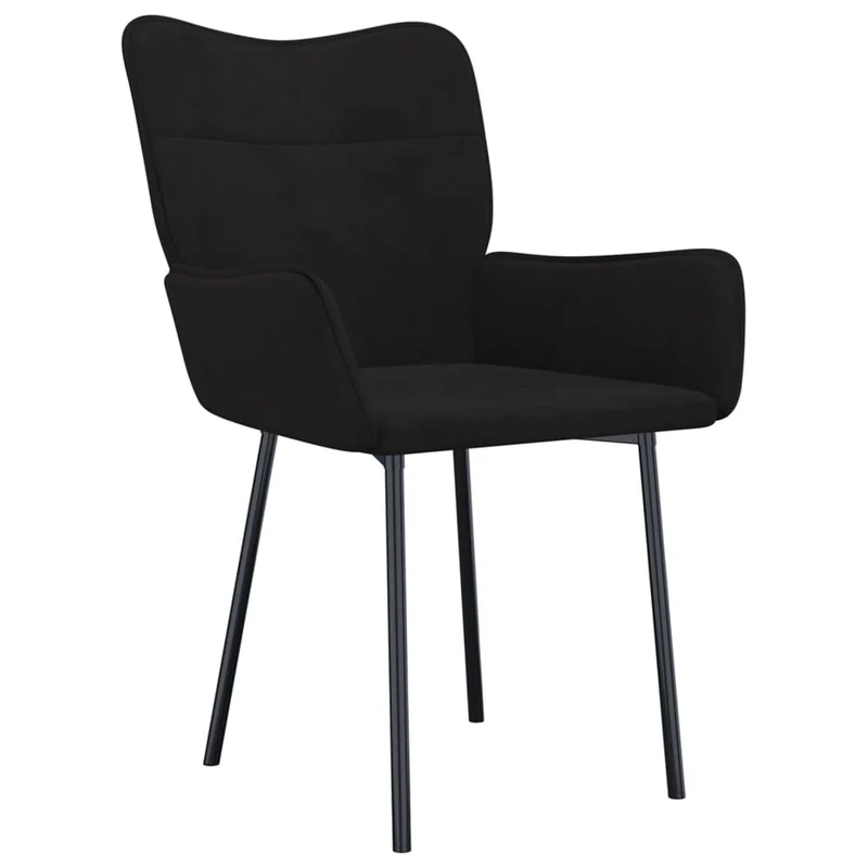 Set de 2 chaises de salle à manger desing simple en tissu velours noir pieds en métal DEC025566