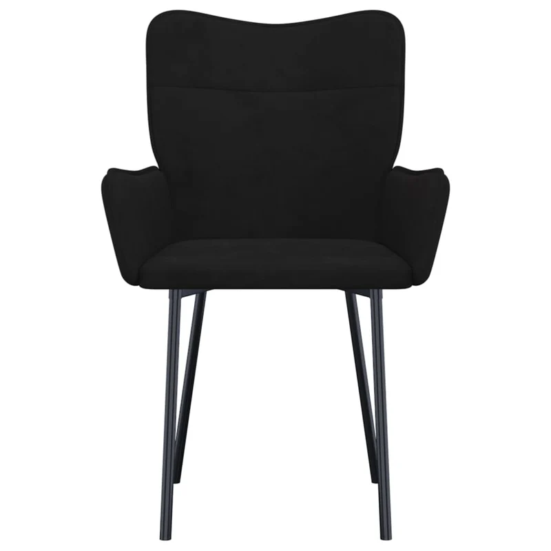 Set de 2 chaises de salle à manger desing simple en tissu velours noir pieds en métal DEC025566