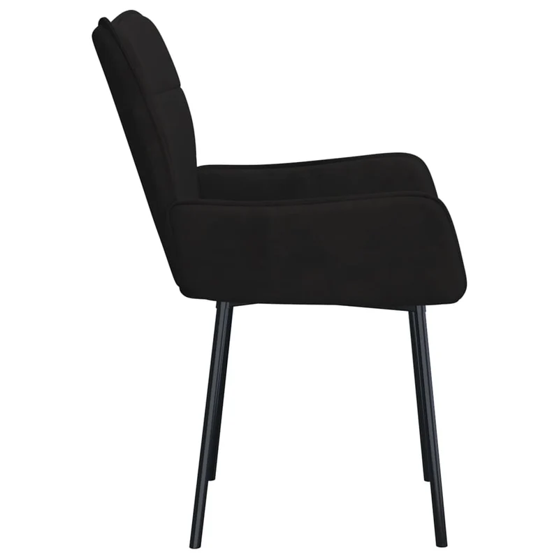 Set de 2 chaises de salle à manger desing simple en tissu velours noir pieds en métal DEC025566