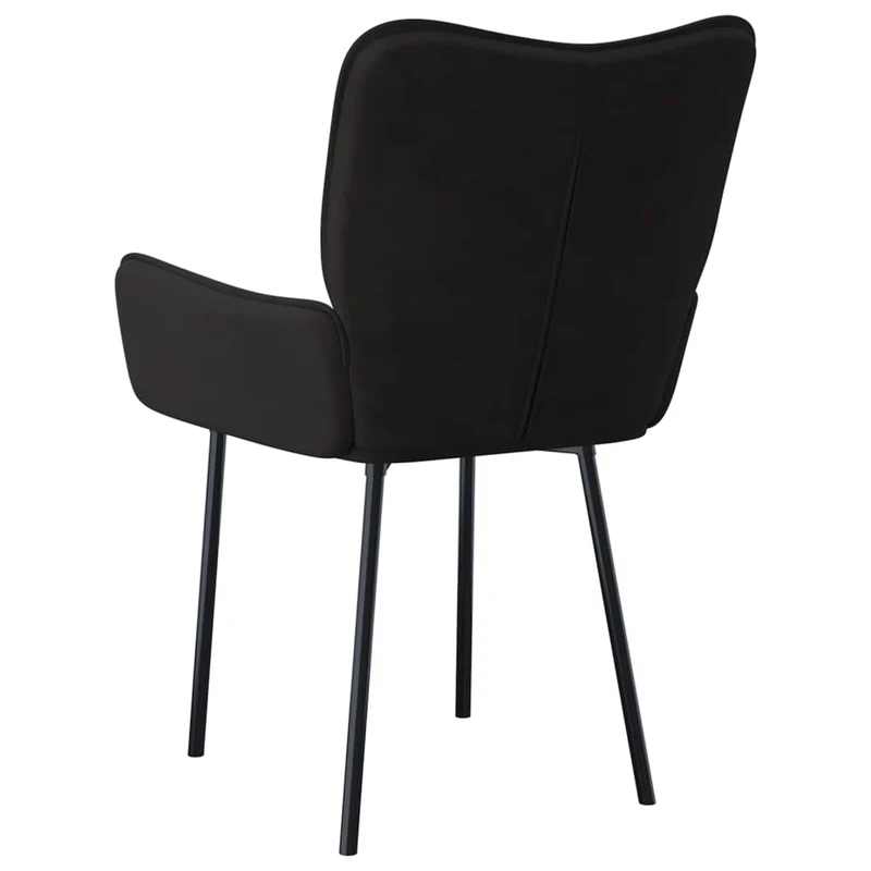 Set de 2 chaises de salle à manger desing simple en tissu velours noir pieds en métal DEC025566