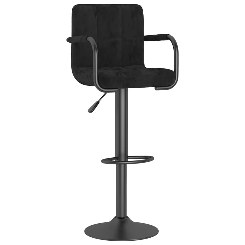 Lot de 2 tabourets de bar chaises hautes avec accoudoirs en velours noir et acier DEC029823