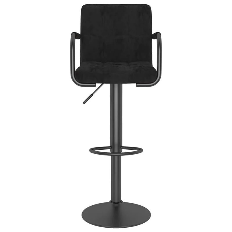 Lot de 2 tabourets de bar chaises hautes avec accoudoirs en velours noir et acier DEC029823