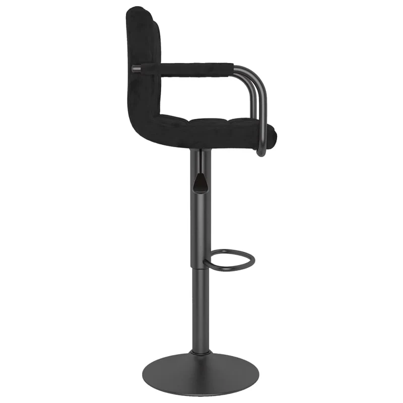 Lot de 2 tabourets de bar chaises hautes avec accoudoirs en velours noir et acier DEC029823