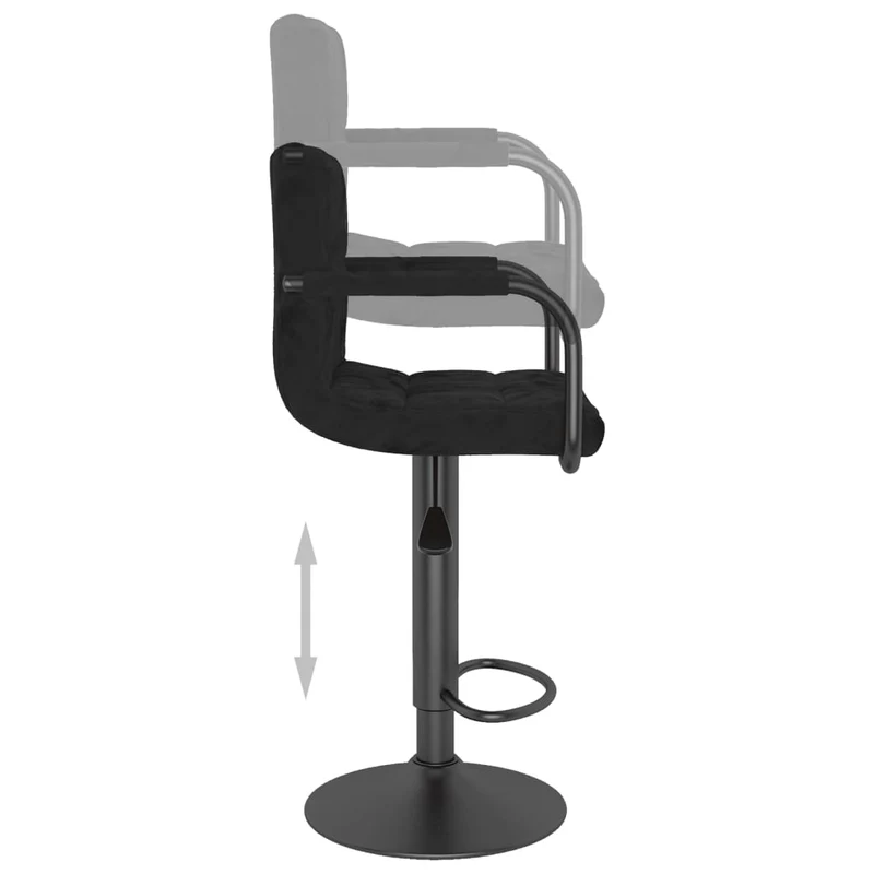 Lot de 2 tabourets de bar chaises hautes avec accoudoirs en velours noir et acier DEC029823