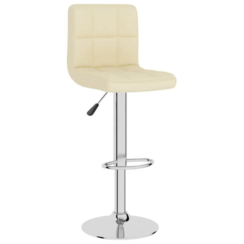 Lot de 2 tabourets de bar chaises hautes hauteur réglable en tissu crème et acier DEC029662