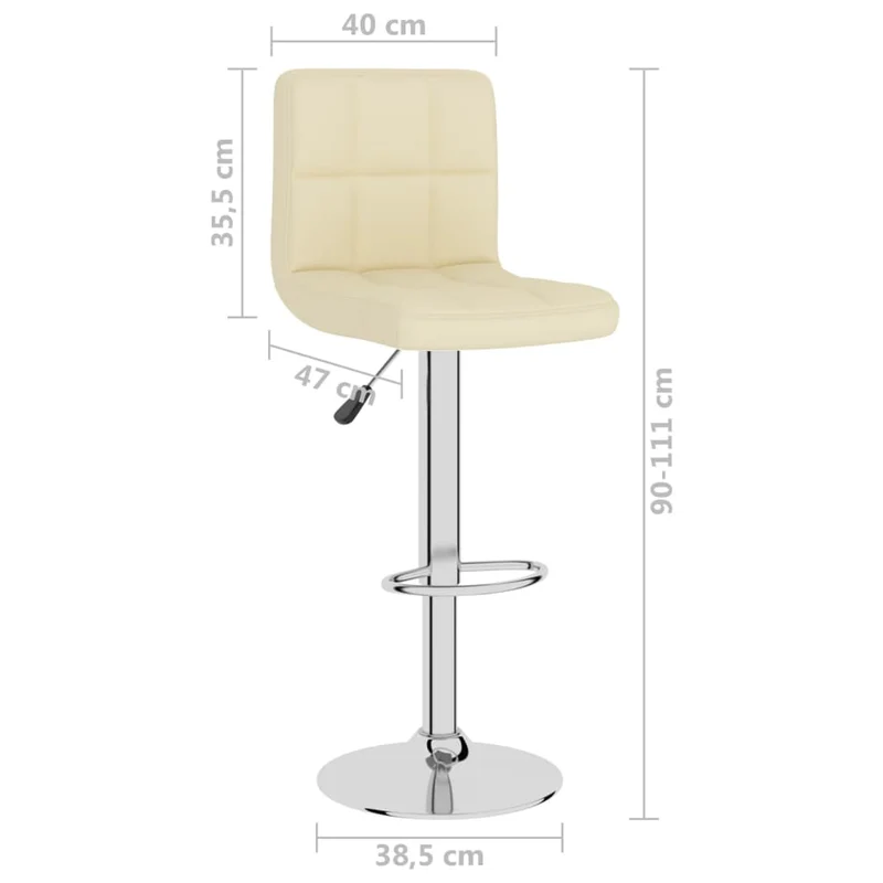 Lot de 2 tabourets de bar chaises hautes hauteur réglable en tissu crème et acier DEC029662