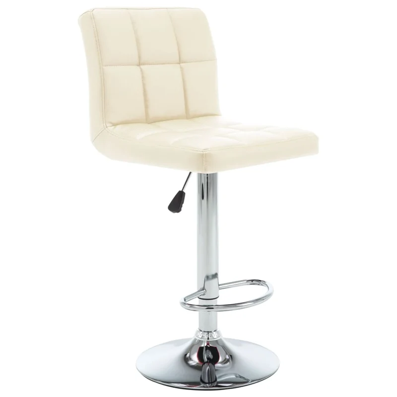 Lot de 2 tabourets de bar chaises hautes avec repose-pieds en PVC crème DEC029653