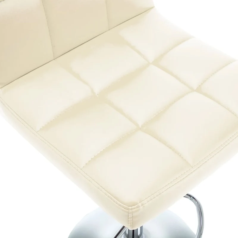 Lot de 2 tabourets de bar chaises hautes avec repose-pieds en PVC crème DEC029653