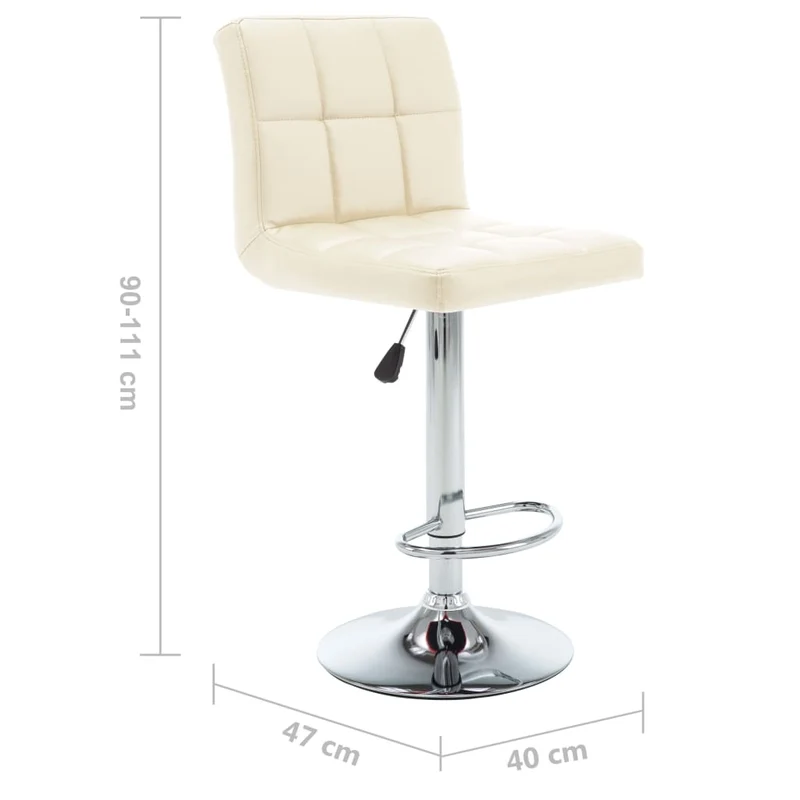 Lot de 2 tabourets de bar chaises hautes avec repose-pieds en PVC crème DEC029653