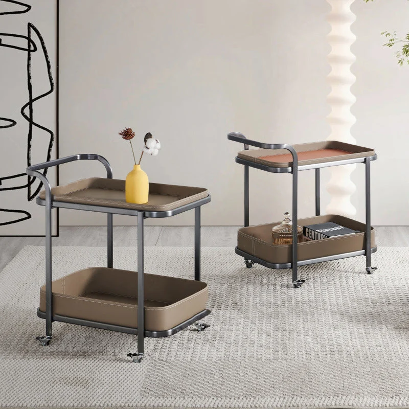 Contemporary Nordic Rectangular Saddle-Style Faux Leather Stainless Steel Removable End Table 1-Storage For Living Room