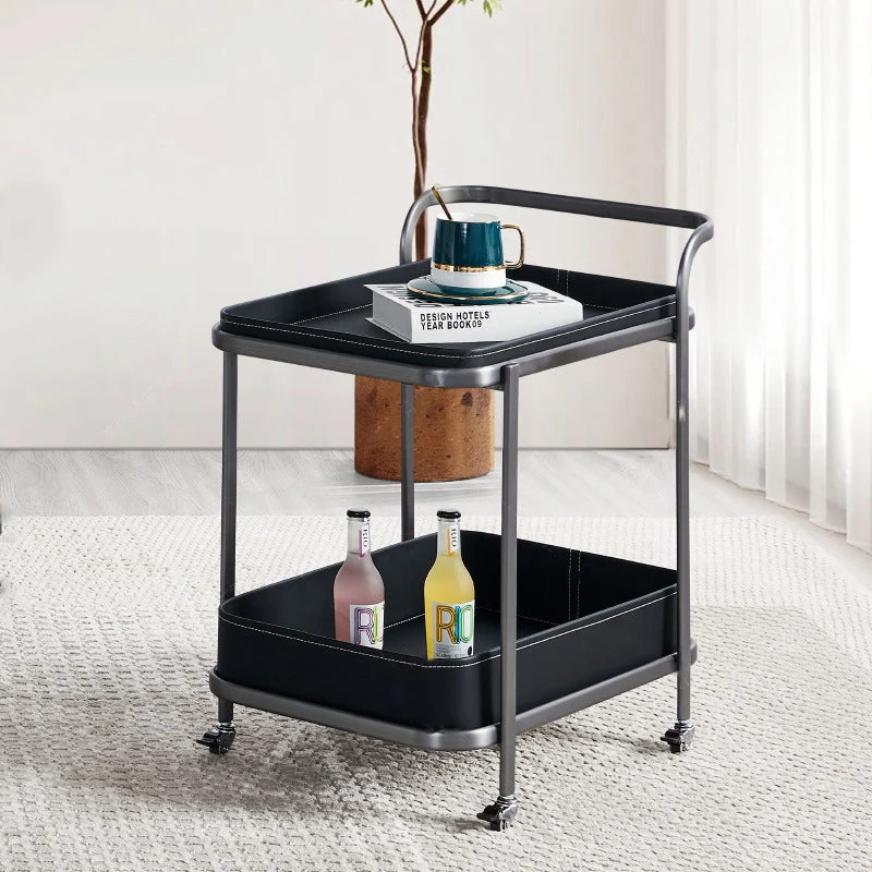 Contemporary Nordic Rectangular Saddle-Style Faux Leather Stainless Steel Removable End Table 1-Storage For Living Room