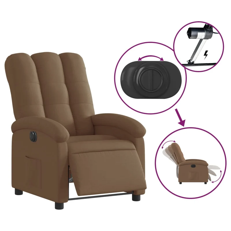 Fauteuil relax TV fonction de levage électrique très confortable en tissu marron DEC028442