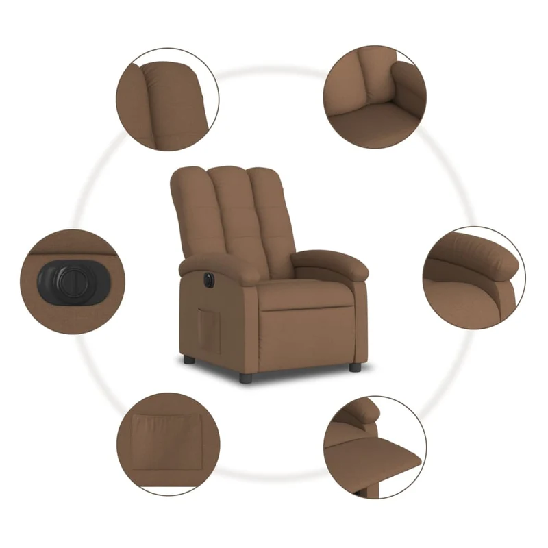 Fauteuil relax TV fonction de levage électrique très confortable en tissu marron DEC028442