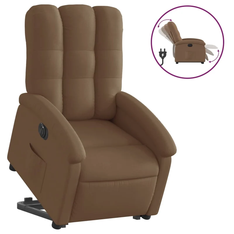 Fauteuil relax TV fonction de levage électrique très confortable en tissu marron DEC028436