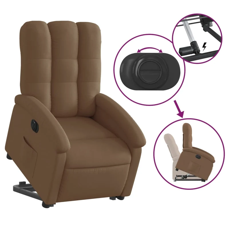 Fauteuil relax TV fonction de levage électrique très confortable en tissu marron DEC028436