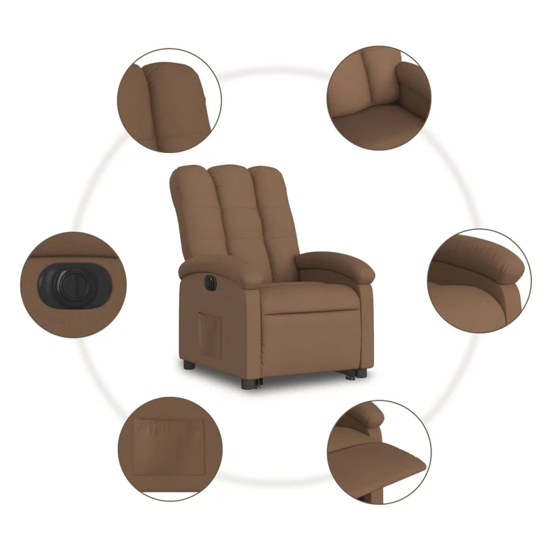 Fauteuil relax TV fonction de levage électrique très confortable en tissu marron DEC028436