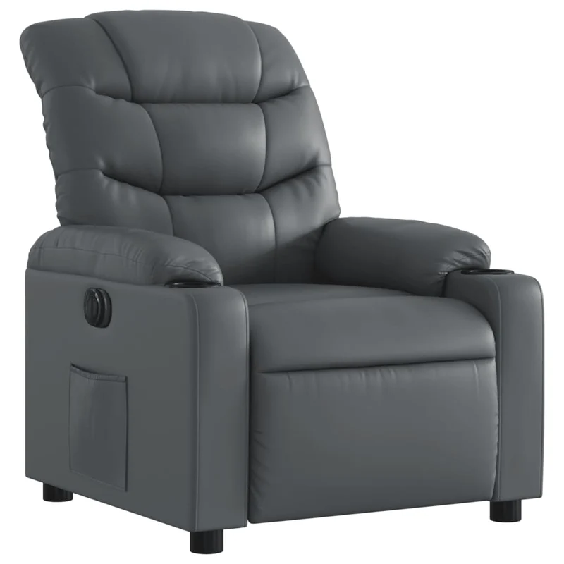 Fauteuil relax TV fonction inclinaison électrique très confortable en PVC gris DEC028392