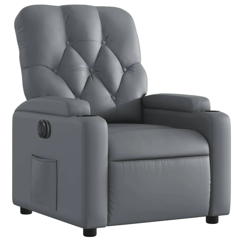 Fauteuil relax TV fonction d'inclinaison électrique très confortable en PVC gris DEC028373