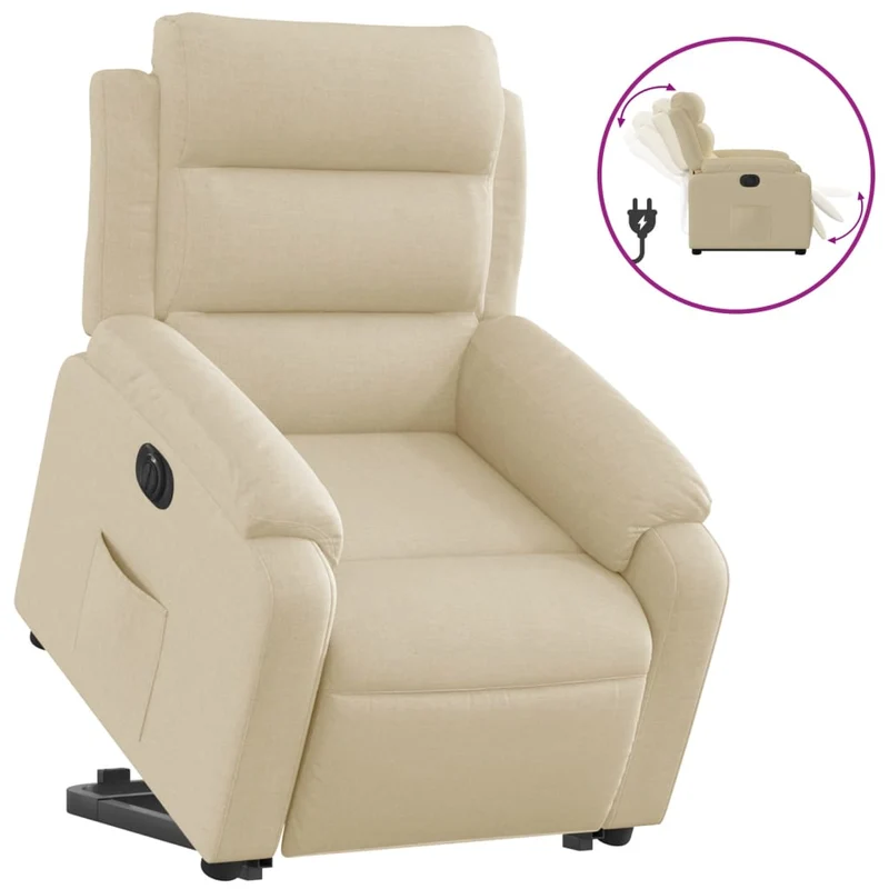 Fauteuil relax TV fonction de levage électrique très confortable en tissu crème DEC028293
