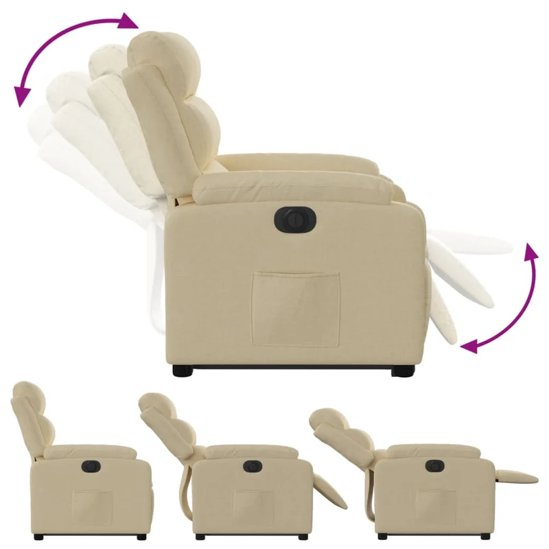 Fauteuil relax TV fonction de levage électrique très confortable en tissu crème DEC028293