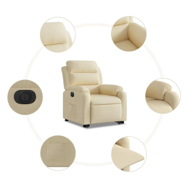 Fauteuil relax TV fonction de levage électrique très confortable en tissu crème DEC028293