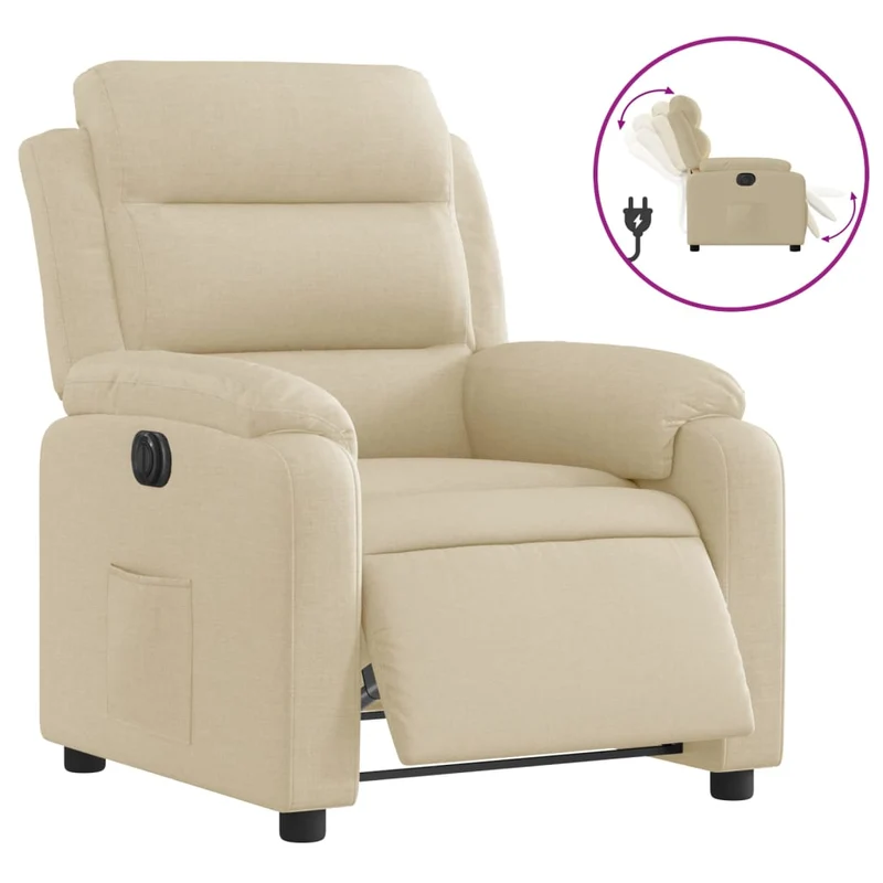 Fauteuil relax TV fonction d'inclinaison électrique très confortable en tissu crème DEC028289