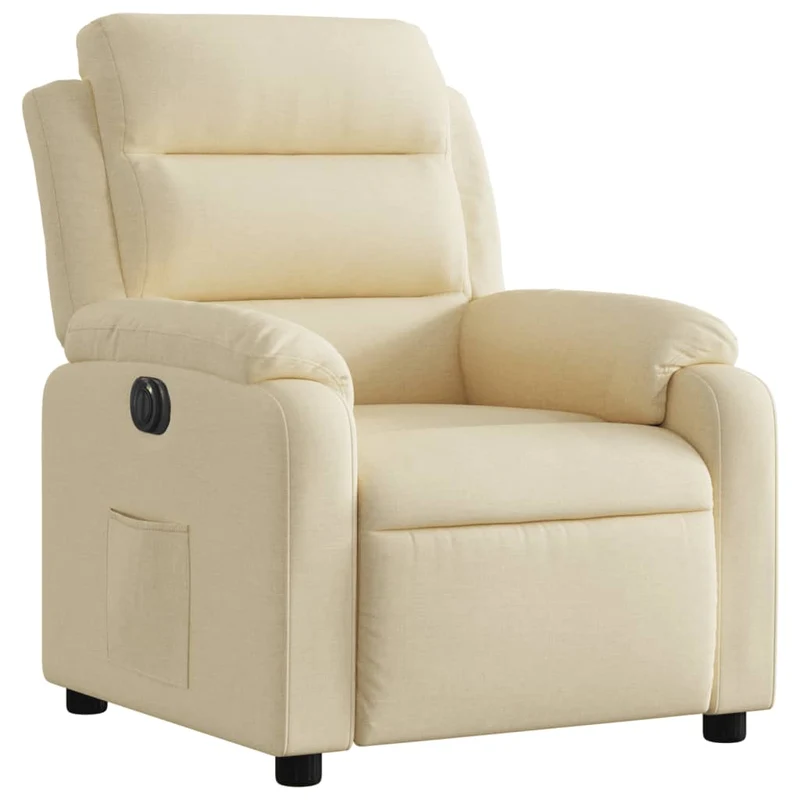 Fauteuil relax TV fonction d'inclinaison électrique très confortable en tissu crème DEC028289