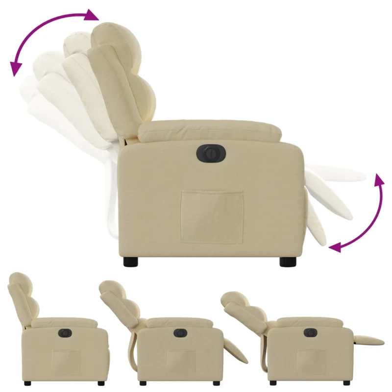 Fauteuil relax TV fonction d'inclinaison électrique très confortable en tissu crème DEC028289