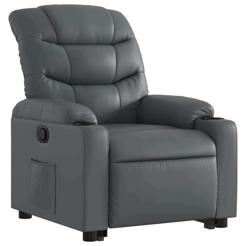 Fauteuil relax TV rembourrage confortable fonction de levage électrique en PVC gris DEC027972