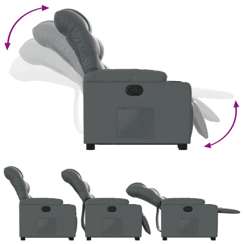Fauteuil relax TV rembourrage confortable fonction de levage électrique en PVC gris DEC027972