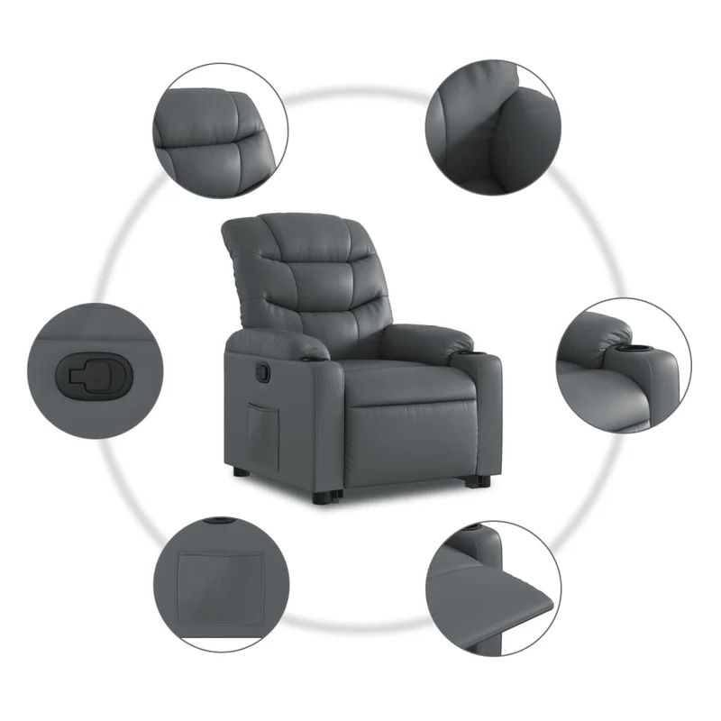 Fauteuil relax TV rembourrage confortable fonction de levage électrique en PVC gris DEC027972