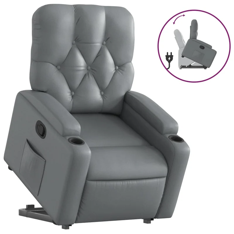 Fauteuil relax TV rembourrage confortable fonction de levage électrique en PVC gris DEC027970