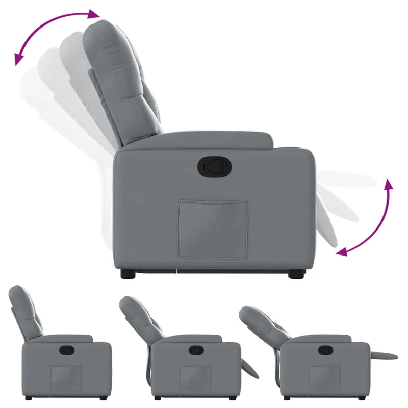 Fauteuil relax TV rembourrage confortable fonction de levage électrique en PVC gris DEC027970