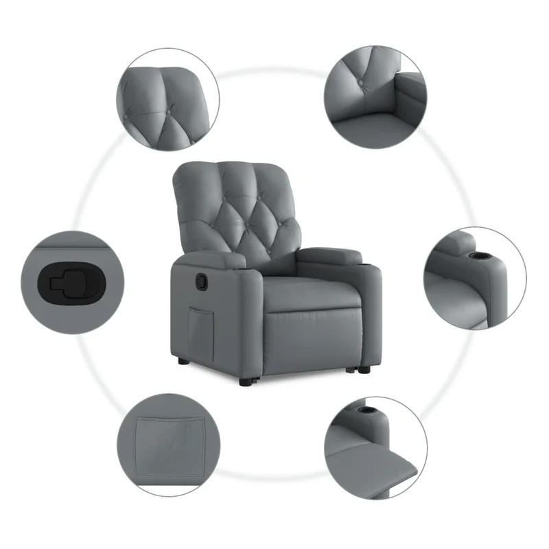 Fauteuil relax TV rembourrage confortable fonction de levage électrique en PVC gris DEC027970