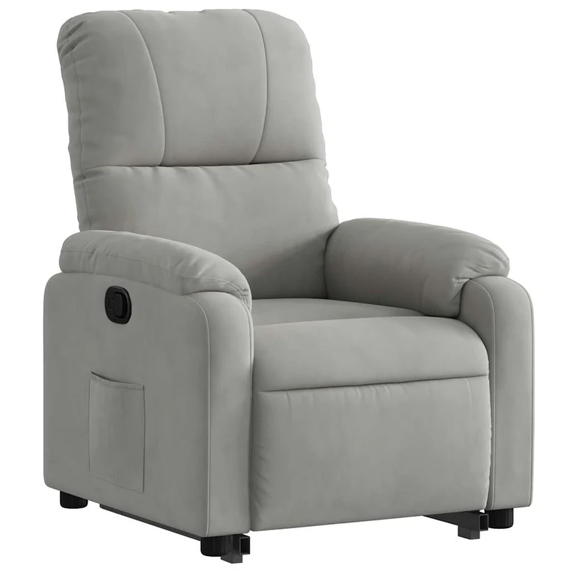 Fauteuil relax TV rembourrage confortable fonction de levage électrique en clair tissu microfibre gris DEC027918