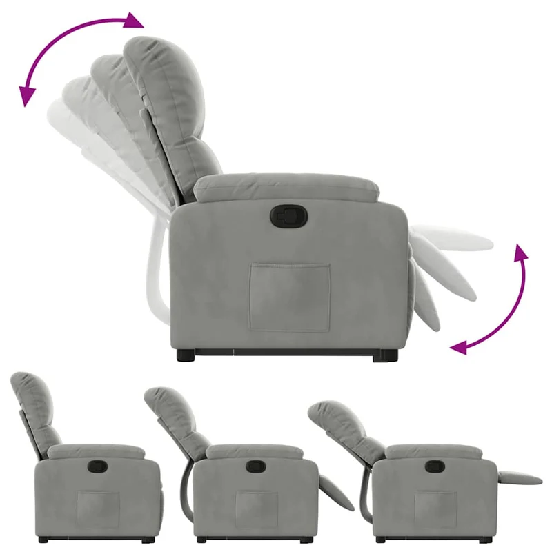 Fauteuil relax TV rembourrage confortable fonction de levage électrique en clair tissu microfibre gris DEC027918