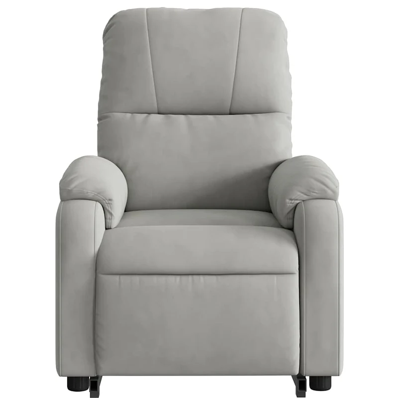 Fauteuil relax TV rembourrage confortable fonction de levage électrique en clair tissu microfibre gris DEC027918