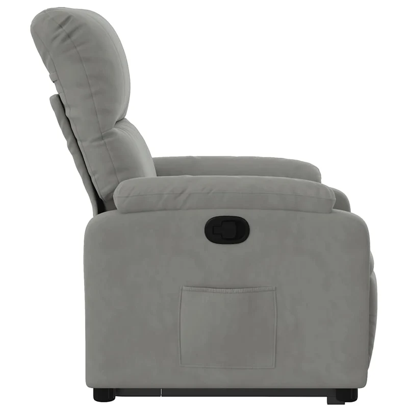 Fauteuil relax TV rembourrage confortable fonction de levage électrique en clair tissu microfibre gris DEC027918