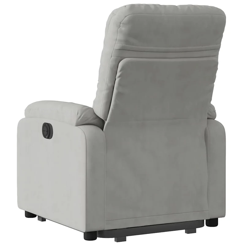 Fauteuil relax TV rembourrage confortable fonction de levage électrique en clair tissu microfibre gris DEC027918
