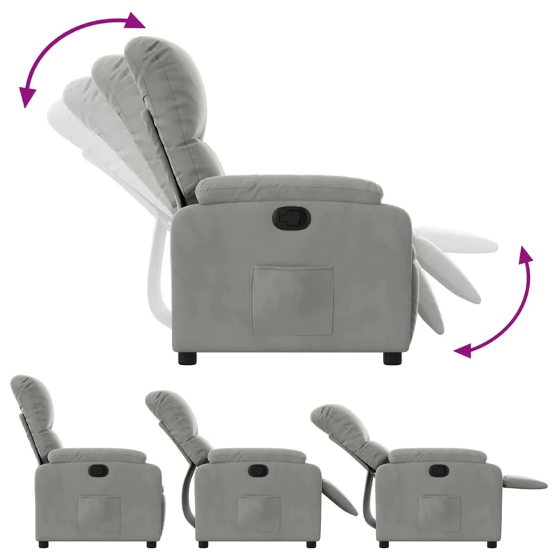 Fauteuil relax TV rembourrage confortable fonction d'inclinaison manuelle en tissu microfibre gris DEC027917