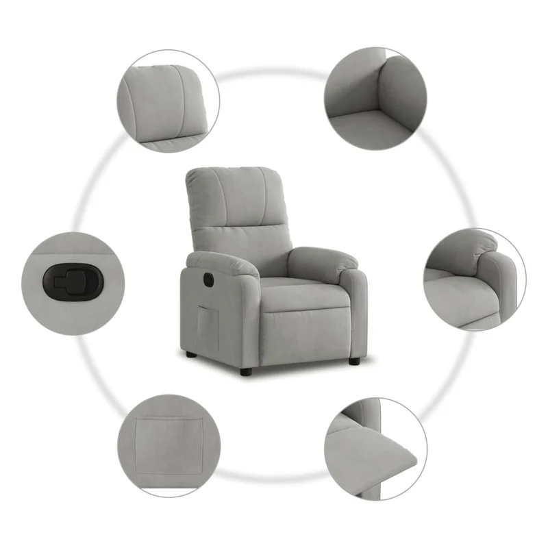 Fauteuil relax TV rembourrage confortable fonction d'inclinaison manuelle en tissu microfibre gris DEC027917