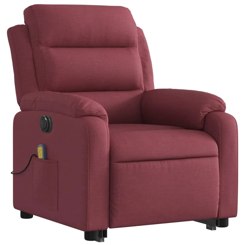 Fauteuil de relaxation fonction massage et inclinable levage électrique en tissu rouge bordeaux DEC027847