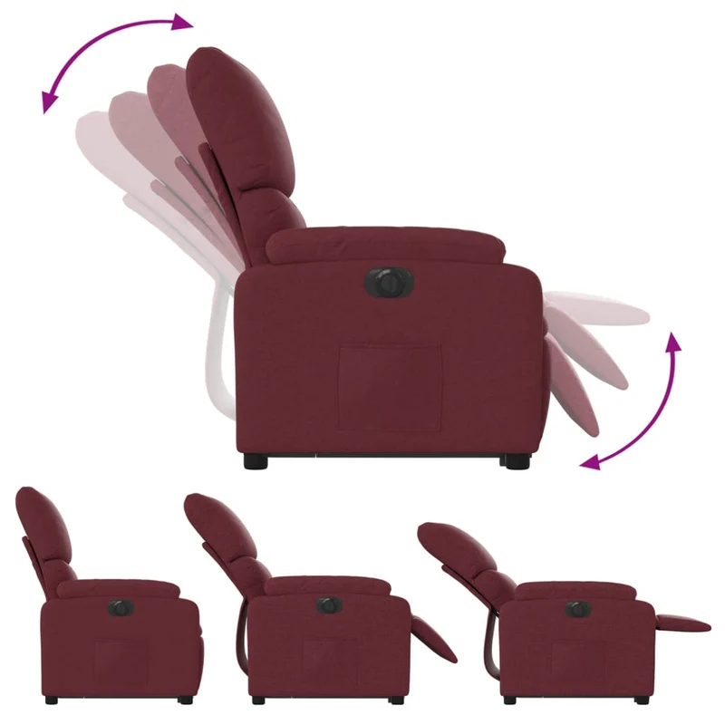 Fauteuil de relaxation fonction massage et inclinable levage électrique en tissu rouge bordeaux DEC027845