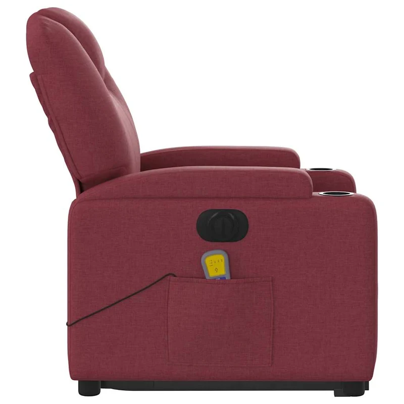 Fauteuil de relaxation fonction massage et inclinable levage électrique en tissu rouge bordeaux DEC027842