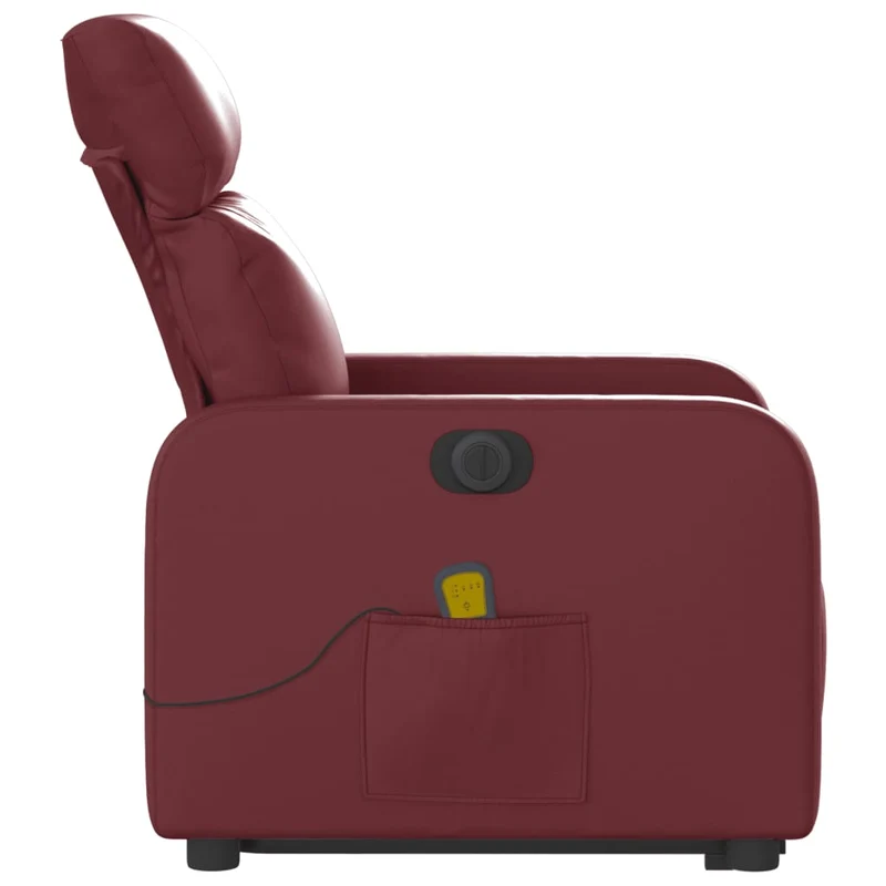 Fauteuil de relaxation fonction massage et inclinable levage électrique en PVC rouge bordeaux DEC027837
