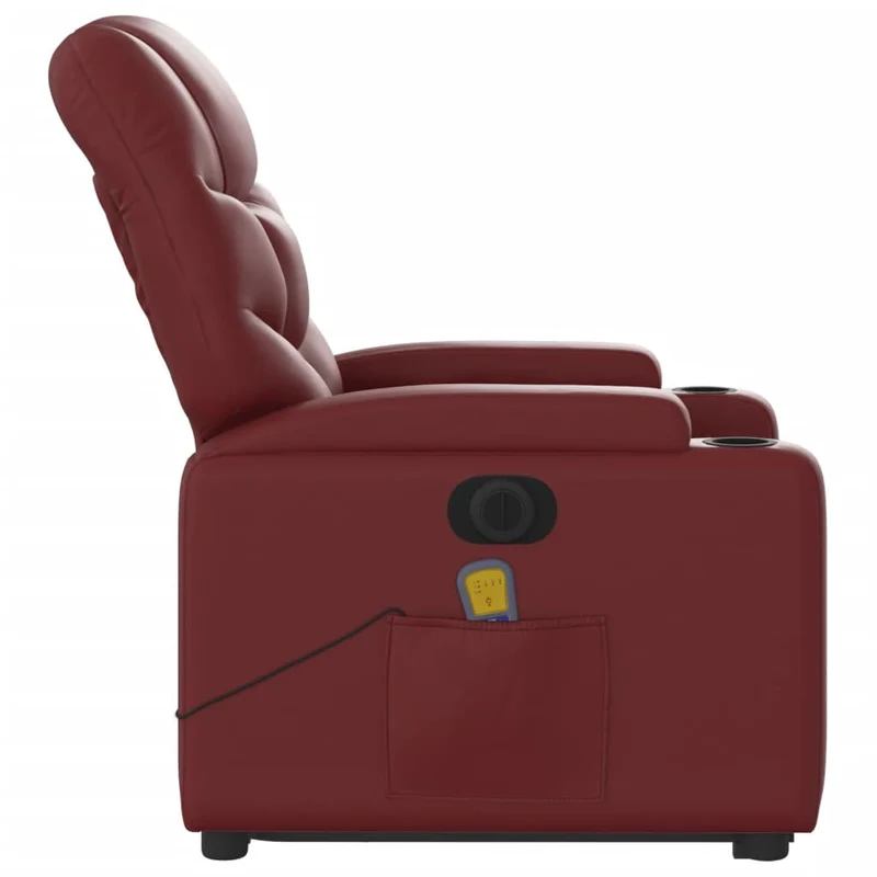 Fauteuil de relaxation fonction massage et inclinable levage électrique en PVC rouge bordeaux DEC027835