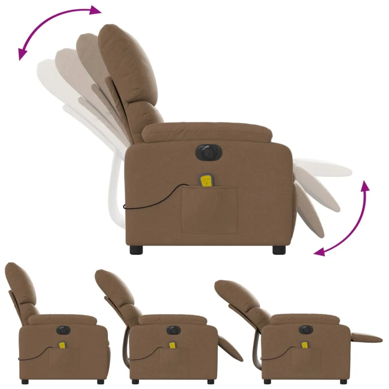 Fauteuil de relaxation fonction massage et inclinable inclinaison électrique en tissu marron DEC027788