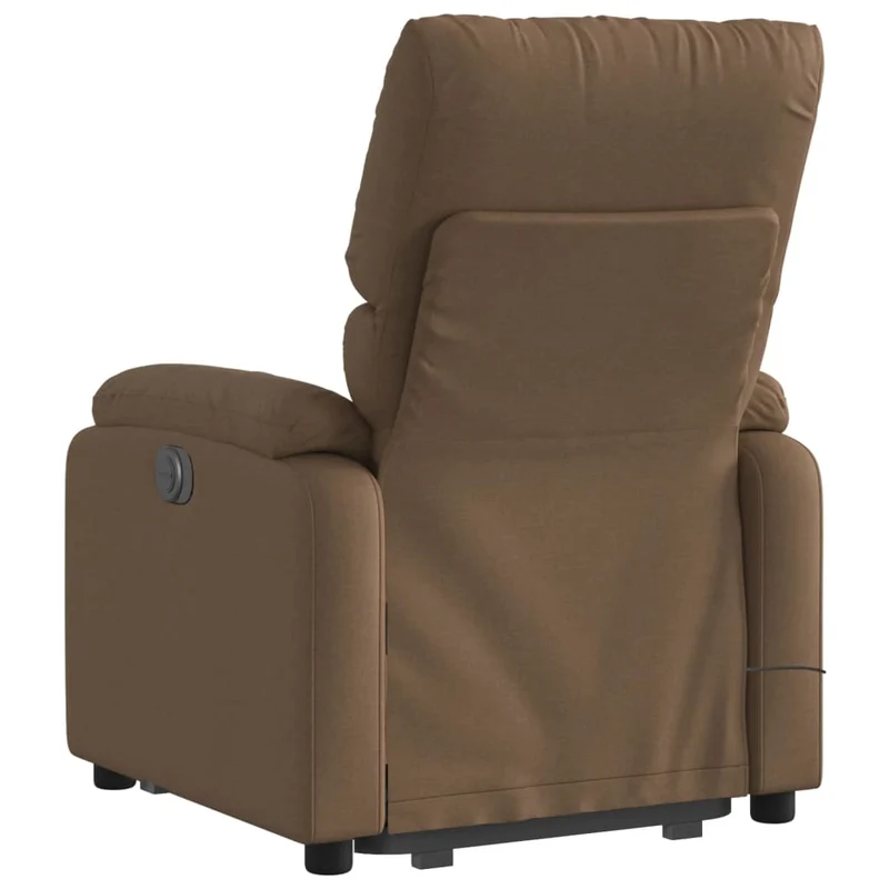 Fauteuil de relaxation fonction massage et inclinable levage électrique en tissu marron DEC027784